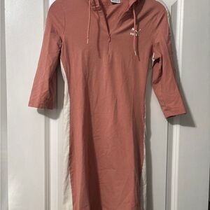 Puma Hooded Mini Dress in Dusty Rose with Cream Panels